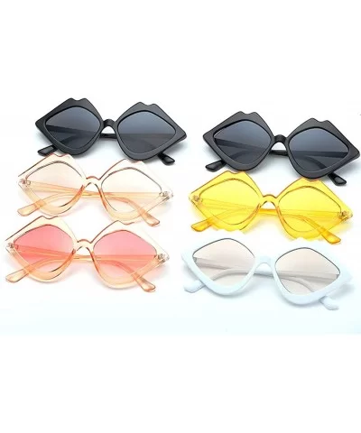 Fashion Lips Frame Oversized Plastic Lenses Sunglasses for Women UV400 - Black Gray - C918NS7Z03M $7.40 Oversized