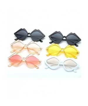 Fashion Lips Frame Oversized Plastic Lenses Sunglasses for Women UV400 - Black Gray - C918NS7Z03M $7.40 Oversized