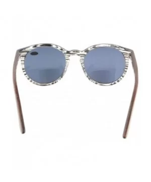 Quality Spring Hinges Wood Temples Oval Round Bifocal Sunglasses Women - Grey Stripe - CI12DAO3ZCD $11.44 Oval