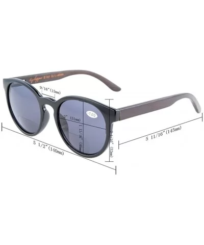 Quality Spring Hinges Wood Temples Oval Round Bifocal Sunglasses Women - Grey Stripe - CI12DAO3ZCD $11.44 Oval