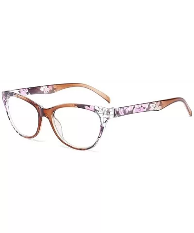 2018 Vintage Sexy cat Reading Glasses Womens Oversized Anti-UV Fashion Flower Eyewear - Brown - CT1899SKTKN $8.32 Oversized