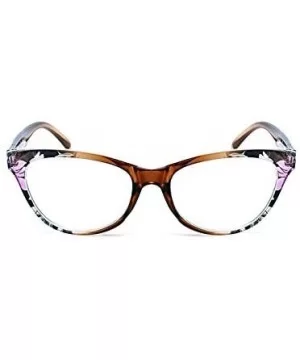 2018 Vintage Sexy cat Reading Glasses Womens Oversized Anti-UV Fashion Flower Eyewear - Brown - CT1899SKTKN $8.32 Oversized