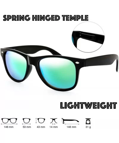 Classic Shaped Horn Rimmed Sunglasses Spring Temple for Men Women - 7-shiny Black - C618DYMM834 $13.24 Round