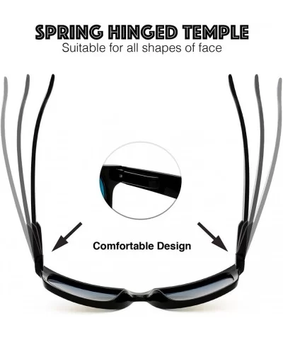 Classic Shaped Horn Rimmed Sunglasses Spring Temple for Men Women - 7-shiny Black - C618DYMM834 $13.24 Round