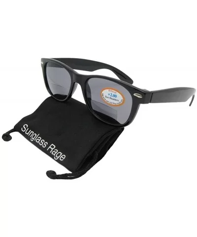 Small Bifocal Sunglasses Retro Style B8 - Black Frame Gray Lenses - CX18IZC7LAQ $10.11 Wayfarer