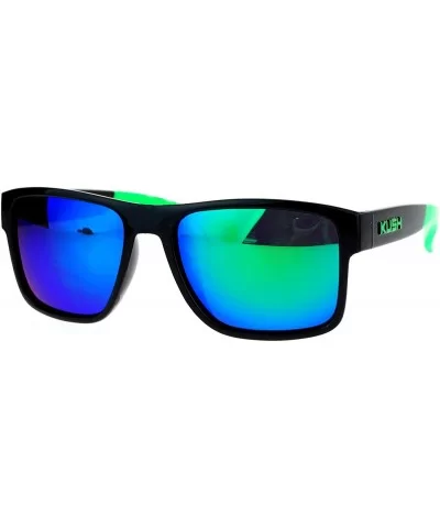 Kush Mens Color Mirror Rectangular Plastic Sport Sunglasses - Green - C612NDT5GK5 $5.17 Oversized