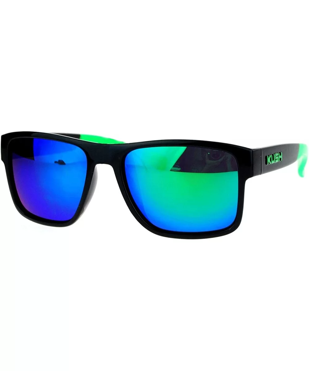 Kush Mens Color Mirror Rectangular Plastic Sport Sunglasses - Green - C612NDT5GK5 $5.17 Oversized