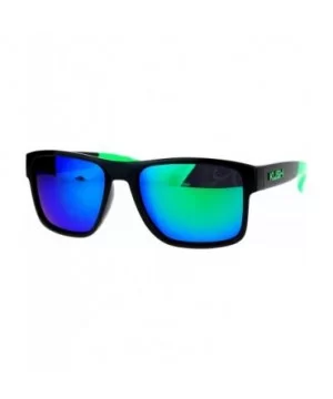 Kush Mens Color Mirror Rectangular Plastic Sport Sunglasses - Green - C612NDT5GK5 $5.17 Oversized