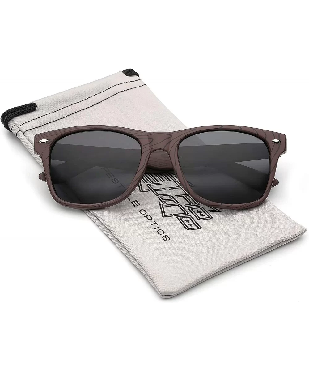 Rose Wood Print Frame Sunglasses - Brown - Smoke - C411OXKD9J9 $7.61 Rectangular