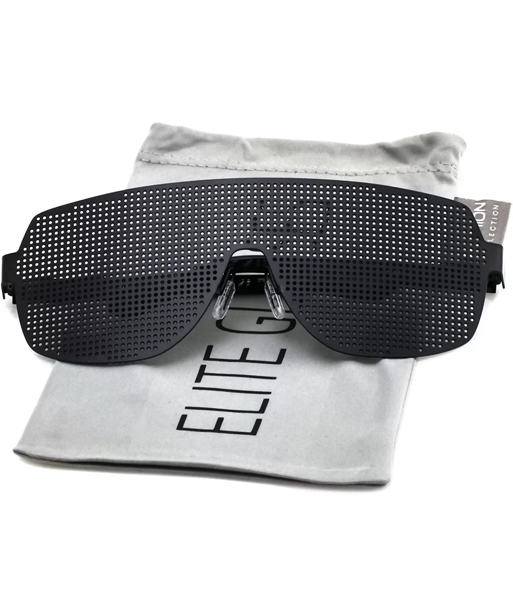 Disco Costume Party Rave Alien Space Futuristic Mesh Shield Lens Visor Glasses - Black - CZ11HW51Y7B $5.24 Shield