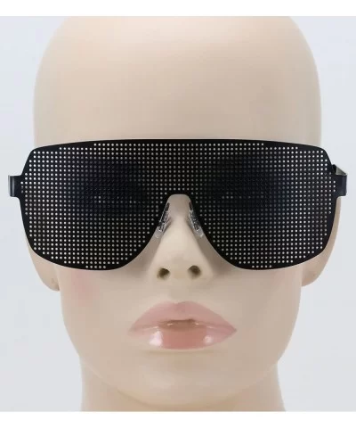 Disco Costume Party Rave Alien Space Futuristic Mesh Shield Lens Visor Glasses - Black - CZ11HW51Y7B $5.24 Shield