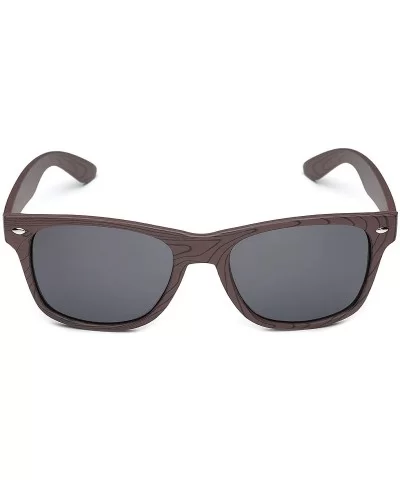 Rose Wood Print Frame Sunglasses - Brown - Smoke - C411OXKD9J9 $7.61 Rectangular