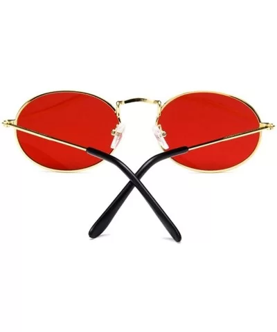 Retro Oval Sunglasses Women Luxury Er Vintage Small Black Red Yellow Shades Sun Glasses FeOculos UV400 - Goldgray - CL199C63I...