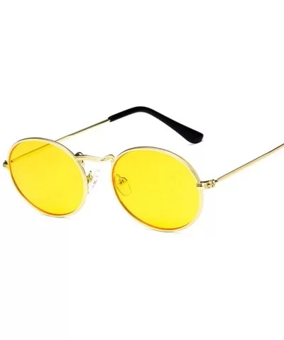 Retro Oval Sunglasses Women Luxury Er Vintage Small Black Red Yellow Shades Sun Glasses FeOculos UV400 - Goldgray - CL199C63I...