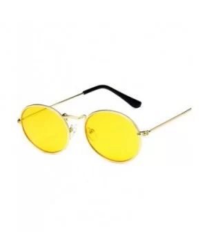 Retro Oval Sunglasses Women Luxury Er Vintage Small Black Red Yellow Shades Sun Glasses FeOculos UV400 - Goldgray - CL199C63I...