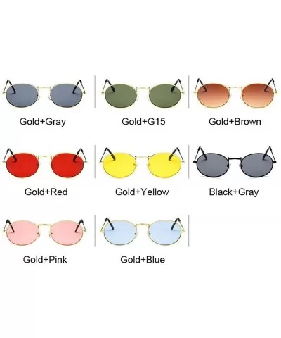 Retro Oval Sunglasses Women Luxury Er Vintage Small Black Red Yellow Shades Sun Glasses FeOculos UV400 - Goldgray - CL199C63I...