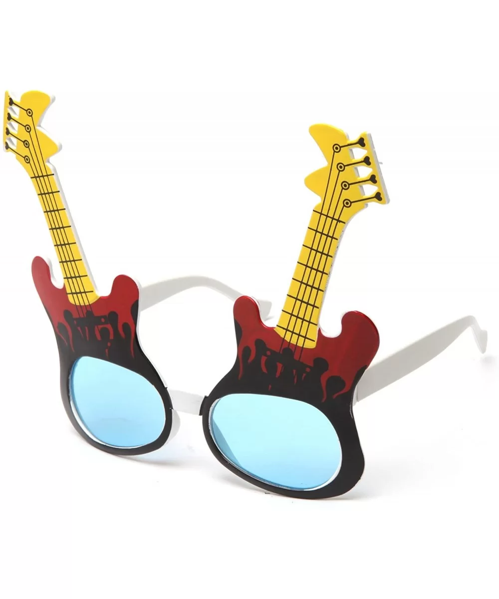 Party Fun Props Unique Guitar Design Festival Sunglasses - Black/Red - CK1190GKJFN $6.54 Oversized