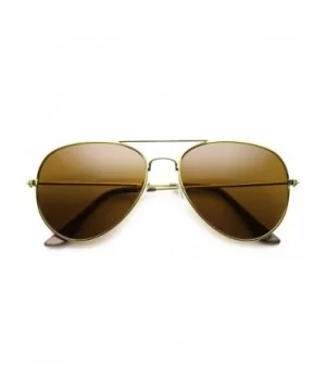 Classic Full Metal Teardrop Pilot Wire Frame Standard Aviator Sunglasses 58mm - Gold / Brown - C711AA1N72H $8.44 Aviator