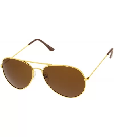 Classic Full Metal Teardrop Pilot Wire Frame Standard Aviator Sunglasses 58mm - Gold / Brown - C711AA1N72H $8.44 Aviator