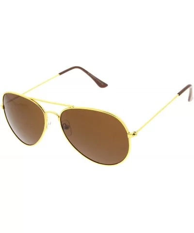 Classic Full Metal Teardrop Pilot Wire Frame Standard Aviator Sunglasses 58mm - Gold / Brown - C711AA1N72H $8.44 Aviator