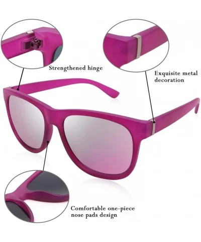 Sunglasses Mens Womens Mirror UV400 Plastic FW2004 - C3 Matte Red Frame/ Red Revo Lens - C418CMUTE80 $9.69 Oversized