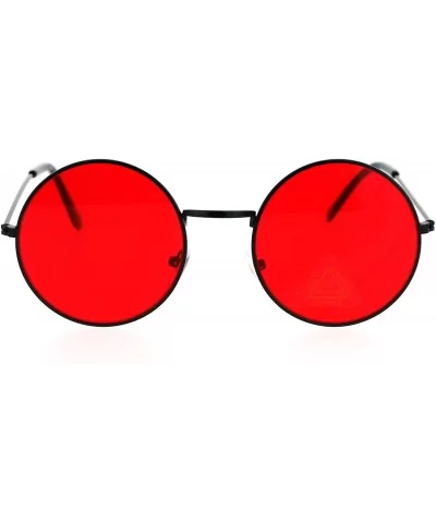 Retro Vintage Flat Color Circle Round Lens Sunglasses - Black Red - CE12MZ451PC $8.27 Square