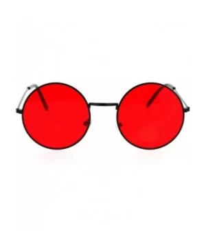 Retro Vintage Flat Color Circle Round Lens Sunglasses - Black Red - CE12MZ451PC $8.27 Square