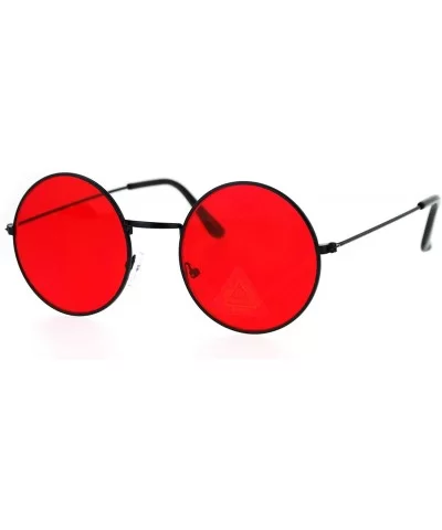 Retro Vintage Flat Color Circle Round Lens Sunglasses - Black Red - CE12MZ451PC $8.27 Square