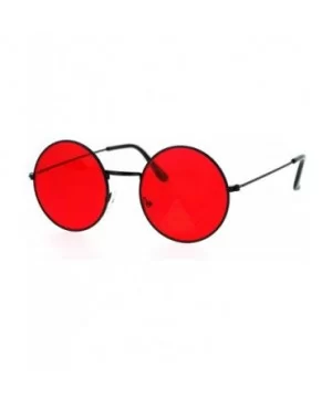 Retro Vintage Flat Color Circle Round Lens Sunglasses - Black Red - CE12MZ451PC $8.27 Square