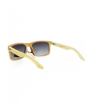 Polarized Lens Real Bamboo Sunglasses Matted Rectangular Frame UV 400 - Light Wood (Smoke) - C918752SNXO $9.55 Rectangular