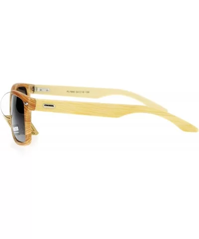 Polarized Lens Real Bamboo Sunglasses Matted Rectangular Frame UV 400 - Light Wood (Smoke) - C918752SNXO $9.55 Rectangular