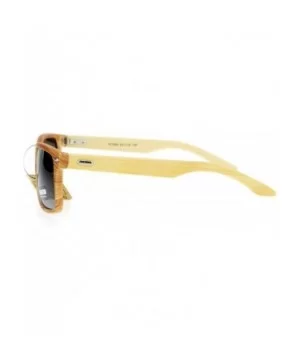 Polarized Lens Real Bamboo Sunglasses Matted Rectangular Frame UV 400 - Light Wood (Smoke) - C918752SNXO $9.55 Rectangular