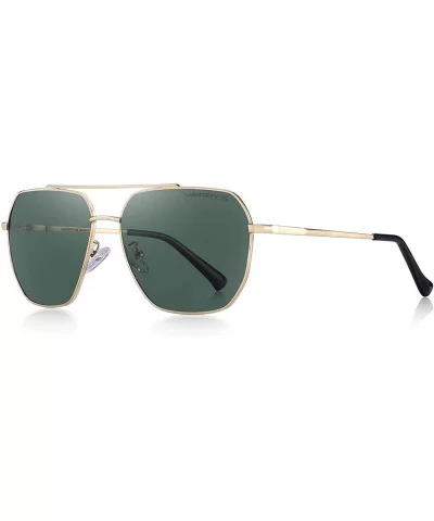 Ultra Lightweight Rectangular Men's Polarized Sunglasses for Men 100% UV protection S8211 - Gold&green - CV18KKUYDDE $15.17 R...