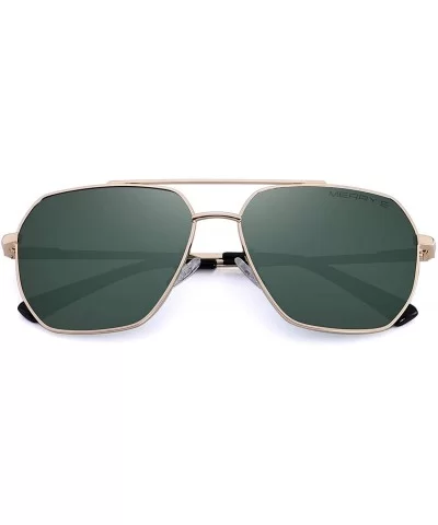 Ultra Lightweight Rectangular Men's Polarized Sunglasses for Men 100% UV protection S8211 - Gold&green - CV18KKUYDDE $15.17 R...