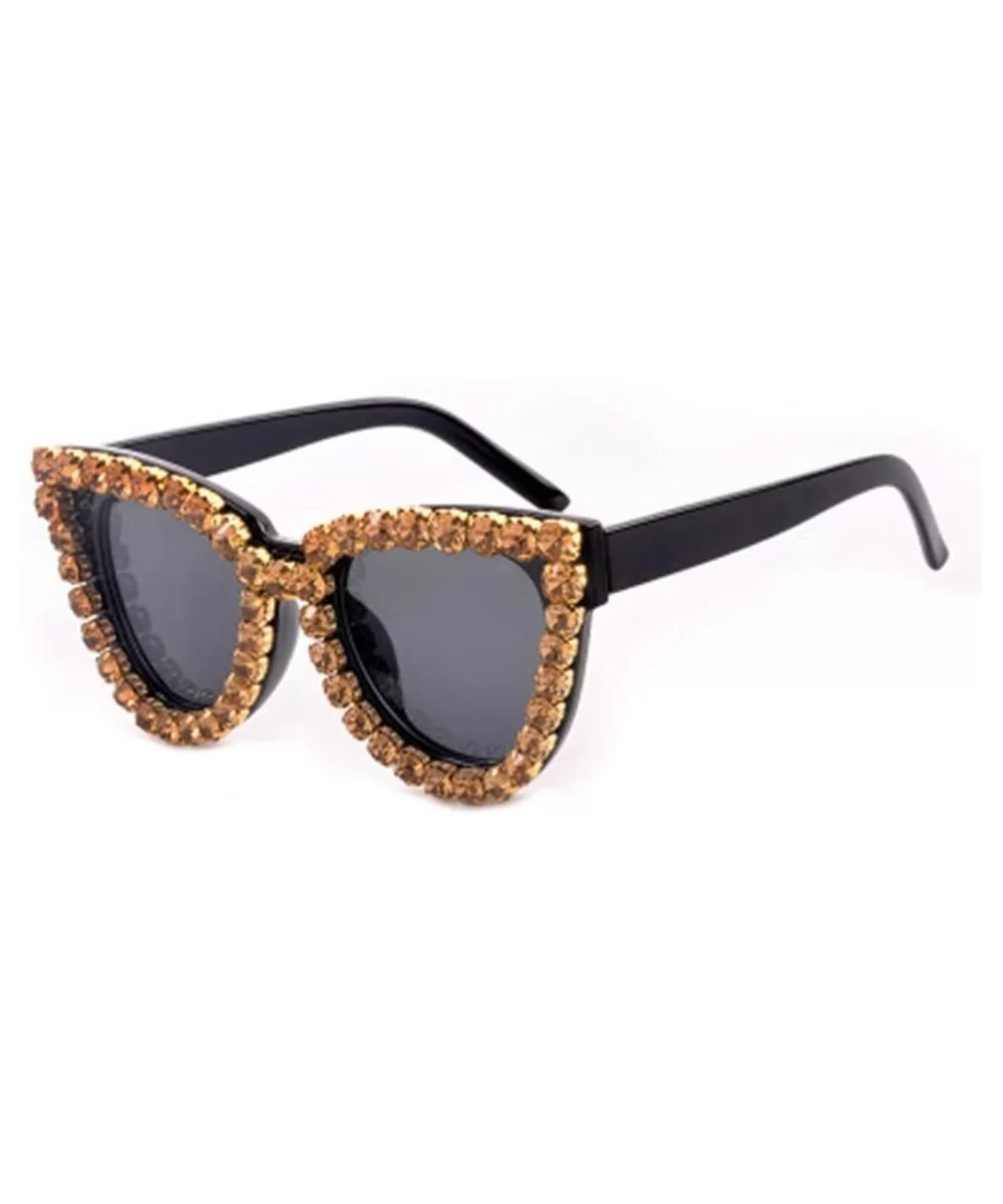 Fashionable Oversized Rhinestone Sunglasses with Retro Personality with Diamond Sunglasses - 4 - CK190HDTTR9 $34.25 Oversized