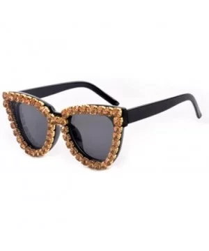 Fashionable Oversized Rhinestone Sunglasses with Retro Personality with Diamond Sunglasses - 4 - CK190HDTTR9 $34.25 Oversized