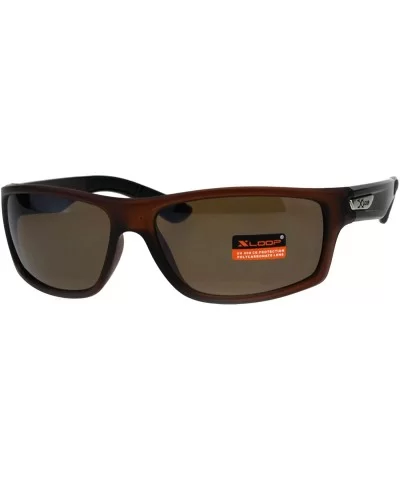 Xloop Sports Fashion Mens Sunglasses Rectangular Frame UV 400 - Brown (Brown) - C618H0MUMZY $8.75 Sport