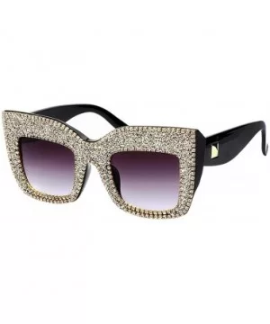 Sparkling Crystal Sunglasses UV Protection Rhinestone Sunglasses - Gray Big - CK18XLMY0DW $16.88 Goggle