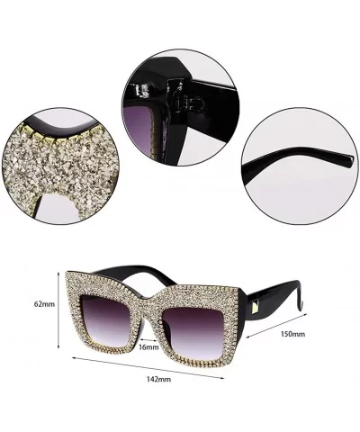 Sparkling Crystal Sunglasses UV Protection Rhinestone Sunglasses - Gray Big - CK18XLMY0DW $16.88 Goggle