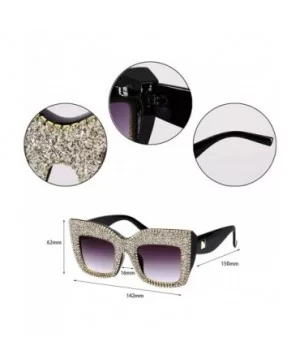 Sparkling Crystal Sunglasses UV Protection Rhinestone Sunglasses - Gray Big - CK18XLMY0DW $16.88 Goggle