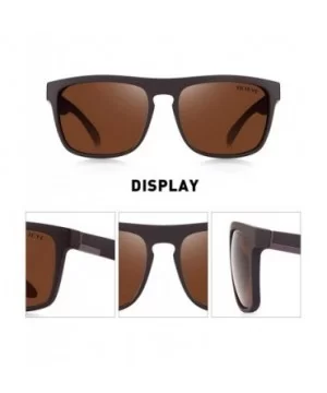 Vintage Polarized Sunglasses for Women&Men 100% UV Protection Fashion Square Oversized Sunglasses - Brown - C518Z3AS6W4 $11.1...