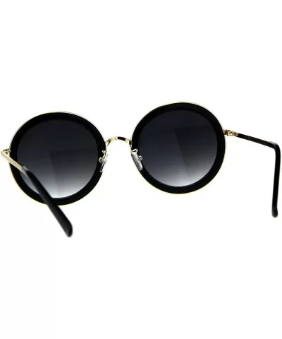 Womens Stylish Sunglasses Double Frame Round Fashion Shades UV 400 - Black (Smoke) - CK18E6K63RQ $9.62 Round