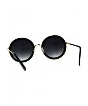 Womens Stylish Sunglasses Double Frame Round Fashion Shades UV 400 - Black (Smoke) - CK18E6K63RQ $9.62 Round