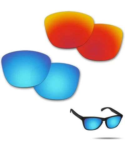 Anti-Saltwater Polarized Replacement Lenses Frogskins Sunglasses 2 Pairs Packed - Fire Red & Ice Blue - CQ182DU8CGU $18.35 Sport