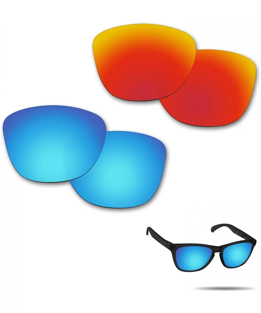 Anti-Saltwater Polarized Replacement Lenses Frogskins Sunglasses 2 Pairs Packed - Fire Red & Ice Blue - CQ182DU8CGU $18.35 Sport