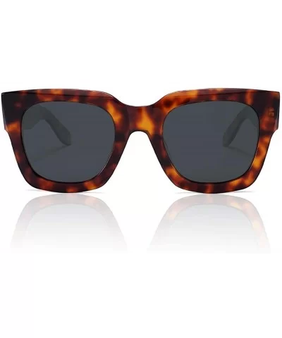 Oversized Sunglasses for Women Men- Square Vintage Acetate Polarized Shades Thick Large Frame - CB1966ETZW3 $11.02 Square