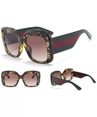 Fashion Sunglasses Square Lenses Flowers Hollow Frames HD Lenses with Case Driving Cycling - Amber Brown - CF18LDEYEK7 $12.82...