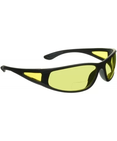 Yellow Bifocal Safety Reader Glasses Sport Wrap Night Vision Computer - Matte Black Yellow Lens - C1192T7ZLAA $13.66 Wrap