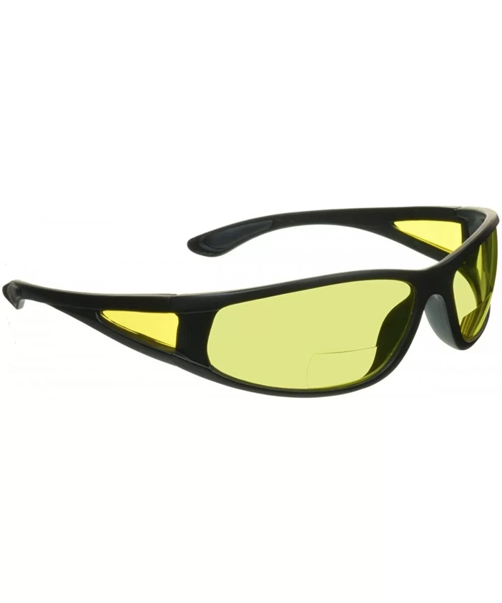 Yellow Bifocal Safety Reader Glasses Sport Wrap Night Vision Computer - Matte Black Yellow Lens - C1192T7ZLAA $13.66 Wrap