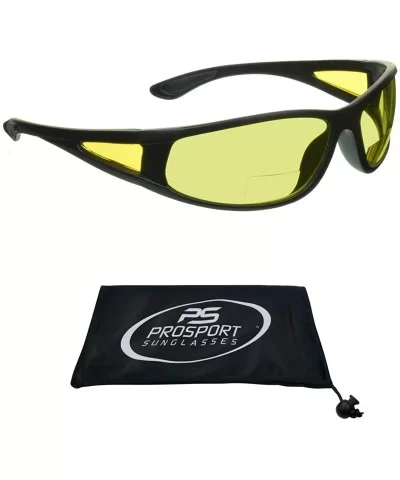 Yellow Bifocal Safety Reader Glasses Sport Wrap Night Vision Computer - Matte Black Yellow Lens - C1192T7ZLAA $13.66 Wrap